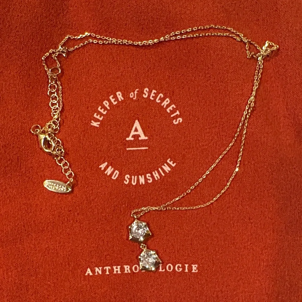 Anthropologie Serafina Double Drop Crystal Necklace - Picture 4 of 4